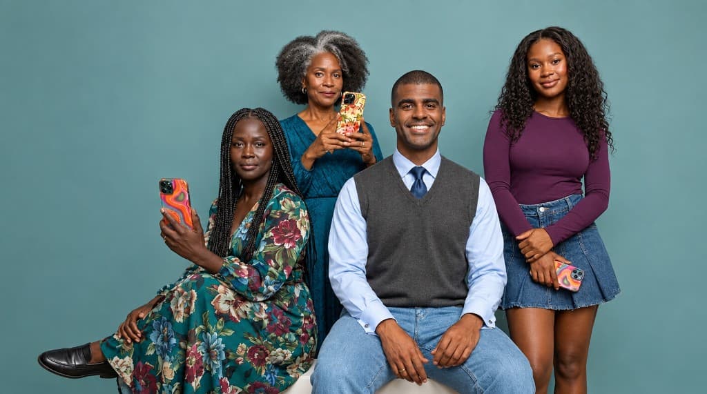 School staff and students holding phones