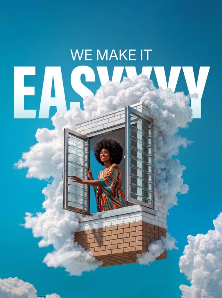 Educator opening a window in the clouds beneath the words We make it easy
